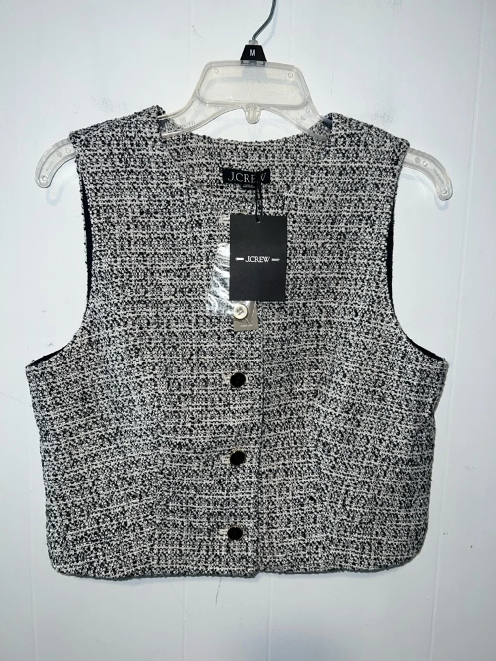 J. Crew Black and White Tweed Vest Size 10 NWT 0406263